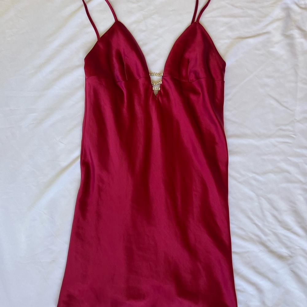 Chic Red Satin Slip Dress